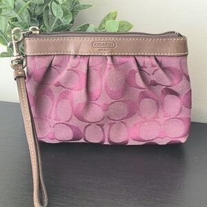 Coach Plum Monogram Wristlet